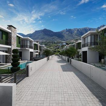 KKTC Girne Zeytinlikte Site İçerisinde Ödeme Planlı Satılık Türk Malı 3+1 Havuzlu Villalar