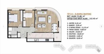 BRAND ATAKENT 2. ETAP - KİRALIK 2+1 BOŞ DAİRE - KAPALI MUTFAK