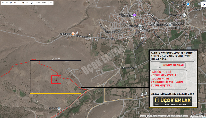 AFYON ÜÇOK EMLAKTAN DEĞİRMENAYVALLI DA SATILIK 377M² ARSA