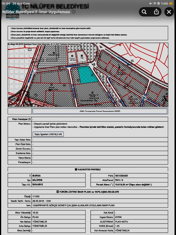 DijitalEmlak’tan Nilüfer İrfaniyede Ticari İmarlı Satılık 10 dönüm Kıymetli Arsa. 