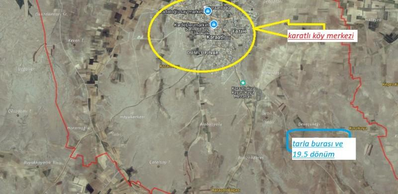 KARATLI KUYUCAK MEVKİĞİNDE 19.5 DÖNÜM SATILIK  TARLA 