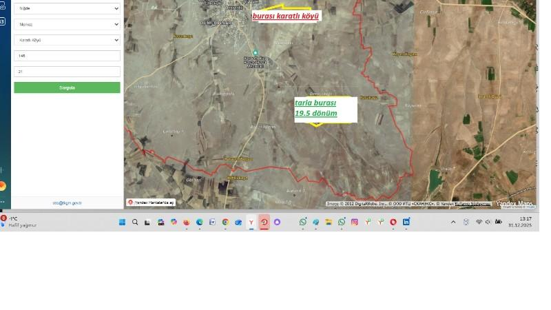 KARATLI KUYUCAK MEVKİĞİNDE 19.5 DÖNÜM SATILIK  TARLA 