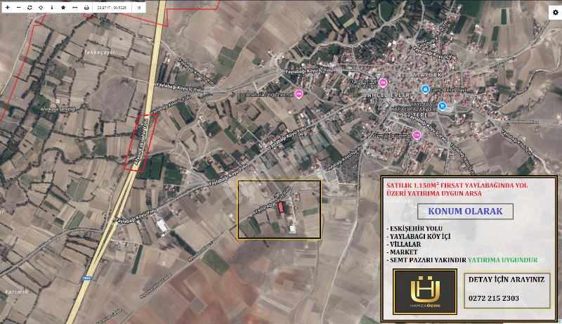 AFYON ÜÇOK EMLAKTAN YAYLABAĞI YOL ÜZERİ SATILIK 1.150M² FIRSAT YATIRIMLIK ARSA