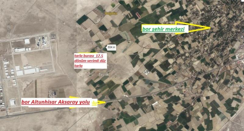 BOR  BAĞDÜZDE  17.5 DÖNÜM SATILK  TARLA 