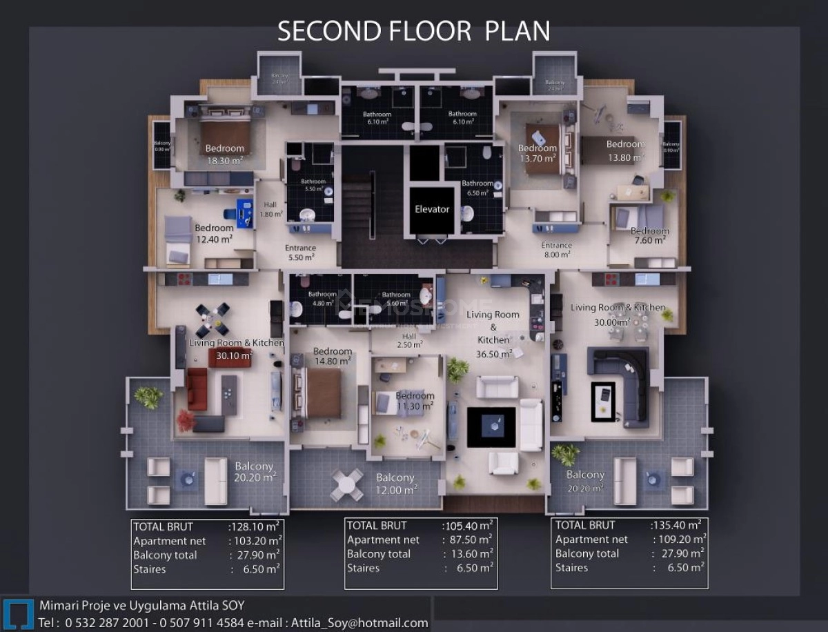 2+1 leilighet egnet opphold Oba