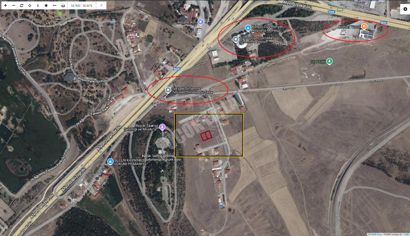 AFYON ÜÇOK EMLAKTAN SİNANPAŞA / AKÖRENDE NEZİH BÖLGEDE SATILIK 870M² ARSA