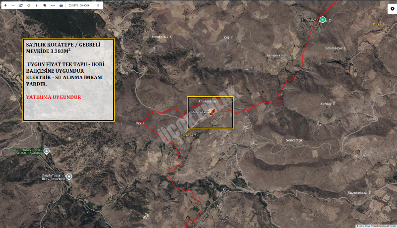 AFYON ÜÇOK EMLAKTAN BÜYÜKKALECİK KOCATEPE MEVKİNDE   3.383M² SATILIK TARLA
