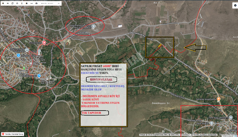 AFYON ÜÇOK EMLAKTAN DEĞİRMENAYVALI/ KURTULUŞ DA SATILIK YOLA SIFIR 680M² TARLA