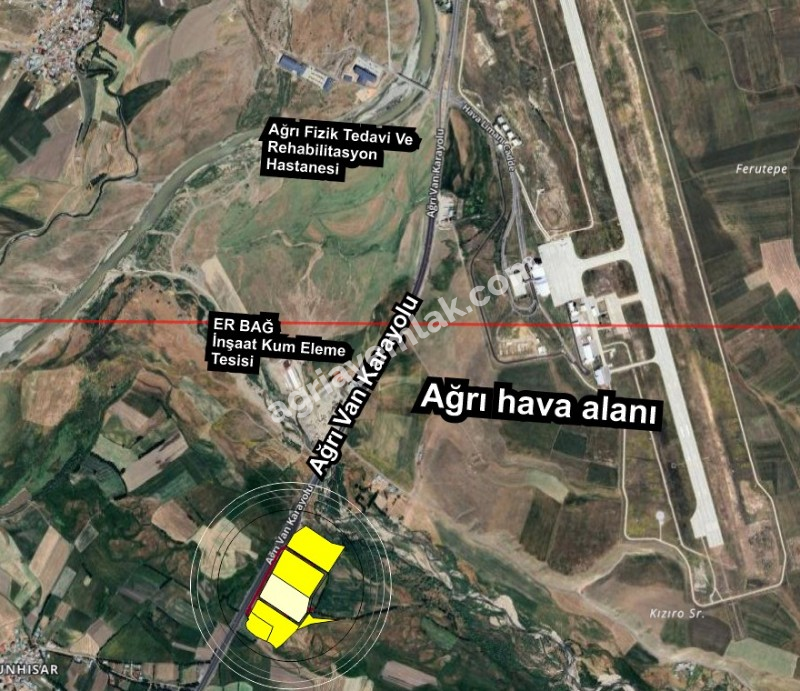 HAVAALANININ YANINDA AĞRI HAMUR YOLUNA SIFIR 10.000 M2 SATILIK İMARLI ARSA