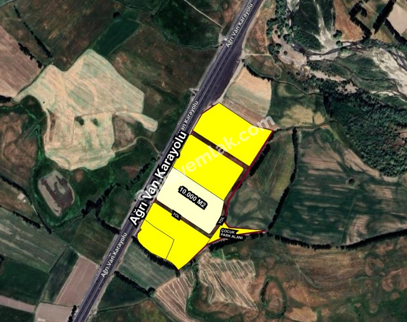 HAVAALANININ YANINDA AĞRI HAMUR YOLUNA SIFIR 10.000 M2 SATILIK İMARLI ARSA