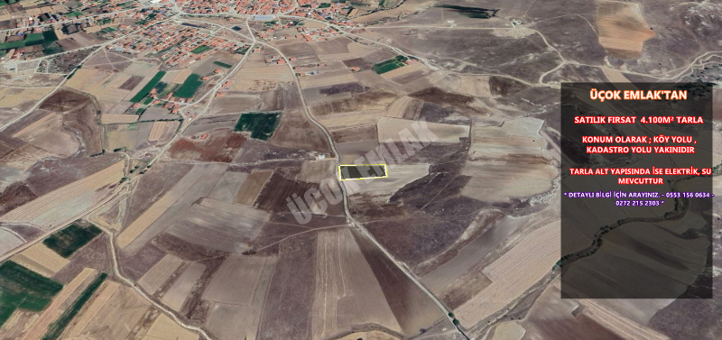 AFYON ÜÇOK EMLAKTAN İHSANİYE YAYLABAĞI MEVKİNDE 4.100M² SATILIK TARLA 