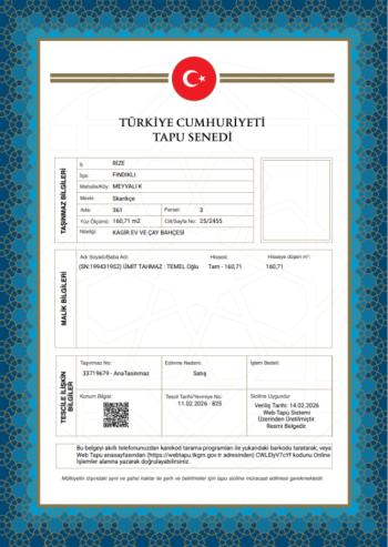 RİZE FINDIKLI MÜSTAKİL EV TAPU SAHİBİ PERTA EMLAK ÜMİT TAHMAZ