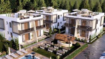 KKTC Girne Lapta'da Denize Yürüyüş Mesafesinde Site İçerisinde Satılık 1+1 Fırsat Penthouse Daireler