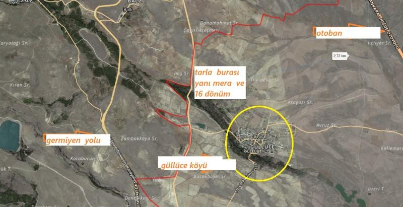 GÜLLÜCEDE   MERA  YANI  16  DÖNÜM  SATILIK   TARLA