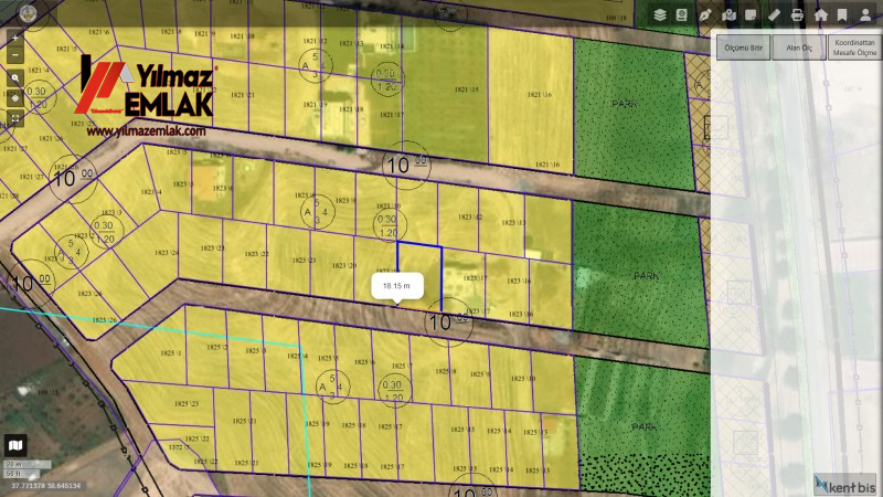 FIRAT MAH. VİLLALAR BÖLGESİNDE 4.KAT İMARLI SATILIK GÜNEY CEPHELİ 481m² ARSA