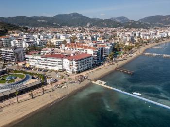 Marmaris Siteler Sahilde | Kendine Ait Plajlı Sitede | Deniz Manzaralı 1+1 Satılık Daire