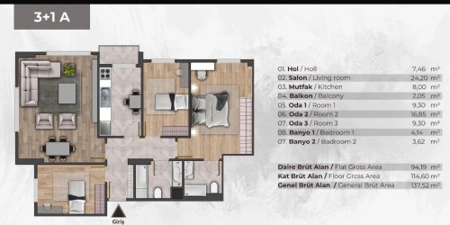 Akşemsettin'de İnşaatı Devam Eden Proje'de 3+1 Sıfır Satılık Daire