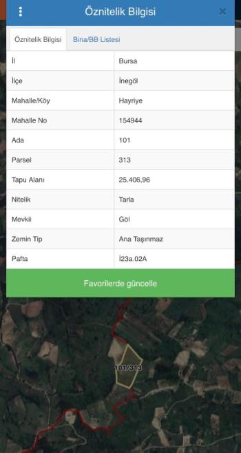 DijitalEmlak'tan Bursa İnegöl Hayriye Köyünde 25.400 m2 Satılık Elma Bahçesi