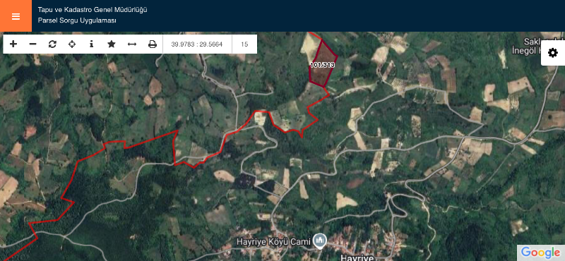 DijitalEmlak'tan Bursa İnegöl Hayriye Köyünde 25.400 m2 Satılık Elma Bahçesi