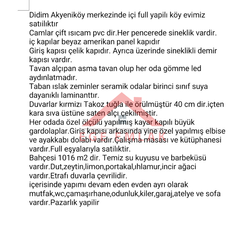Didim Akyeniköy'de Satılık 1000m2 Arsa ve Ruhsatlı Köy Evi - Ege Emlak Didim