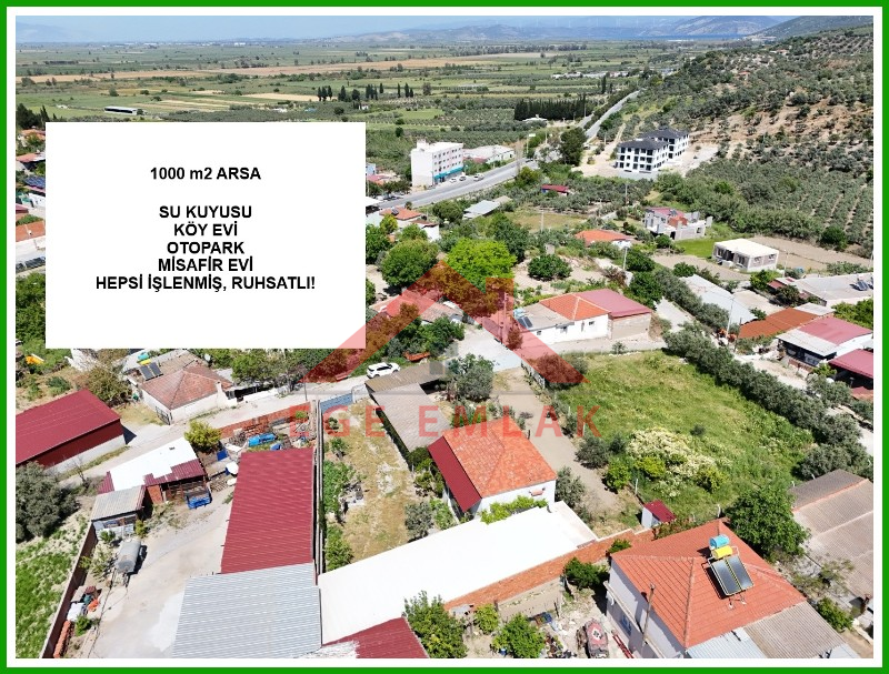 Didim Akyeniköy'de Satılık 1000m2 Arsa ve Ruhsatlı Köy Evi - Ege Emlak Didim