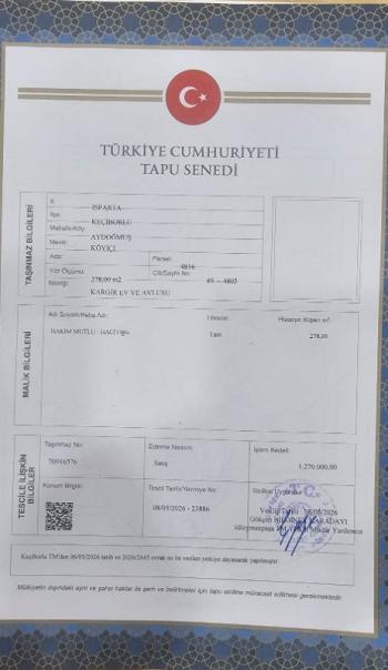 ISPARTA KECİBORLU MÜSTAKİL EV TAPU SAHİBİ PERTA EMLAK ÜMİT TAHMAZ