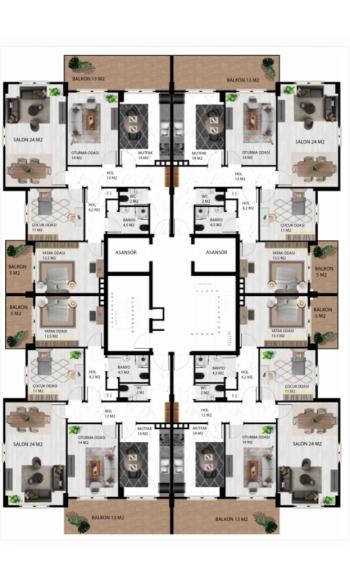 GÜVENAY - ÇORUM BUHARAEVLER OSMANCIK CADDESİ ÜZERİ  PROJEDEN 3+1 SATILIK DAİRE