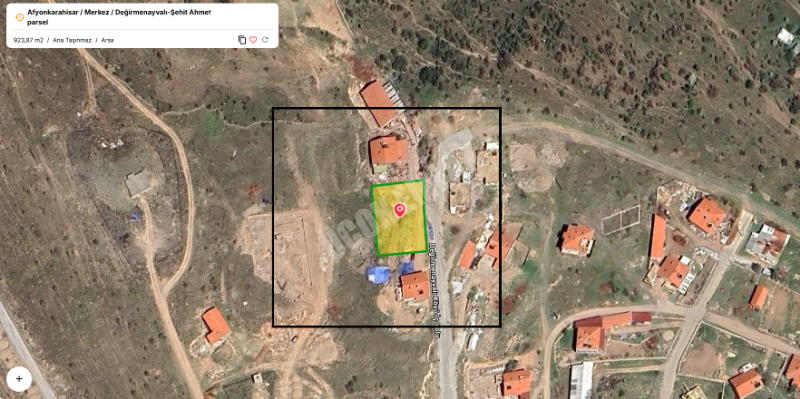 AFYON ÜÇOK EMLAKTAN DEĞİRMENAYVALLI DA SATILIK 923M² ARSA