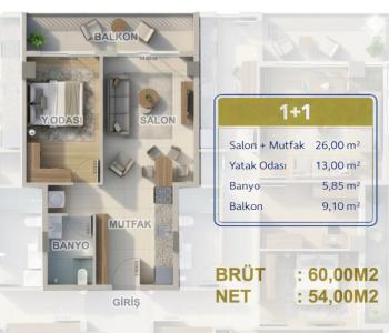 Didim Merkezde Satılık Sıfır 1+1 Daire | Ege Emlak Didim