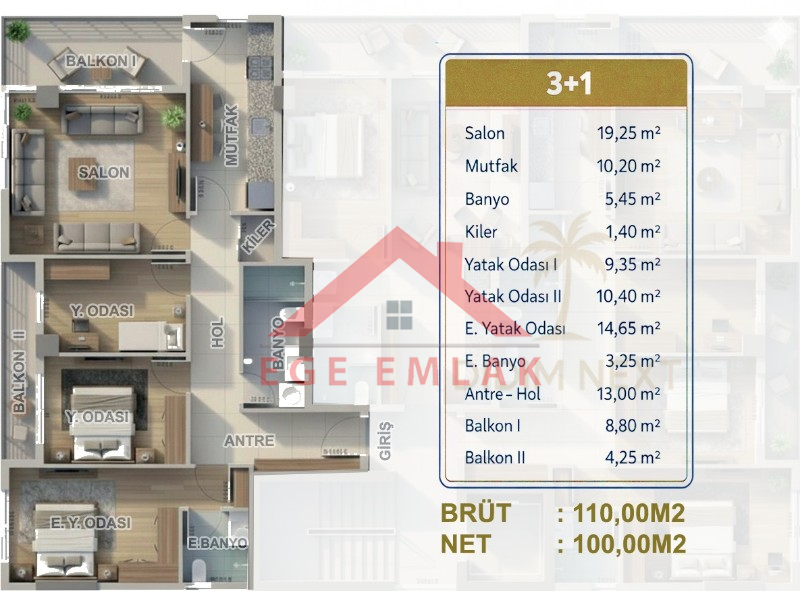 Ege Emlak'tan Didim Merkezde Lüks 3+1 Sıfır Daire - Satılık