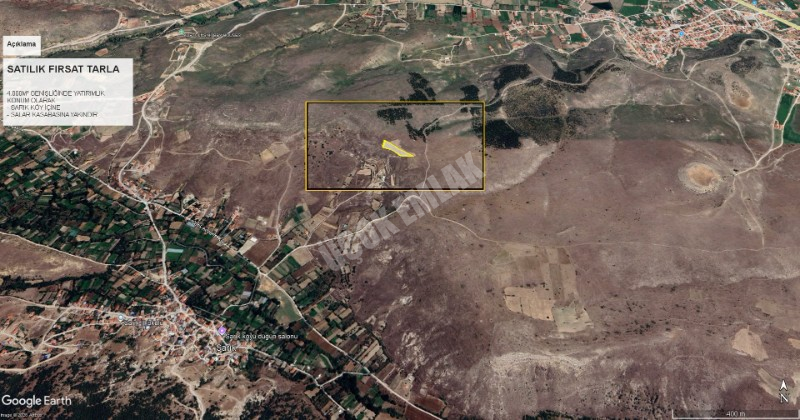 AFYON ÜÇOK EMLAKTAN SARIK KÖYÜ SATILIK 4.000M² TARLA