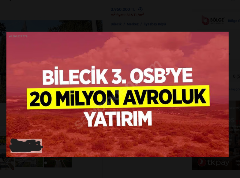 BİLECİK MERKEZ ARSA TAPU SAHİBİ PERTA EMLAK ÜİT TAHMAZ