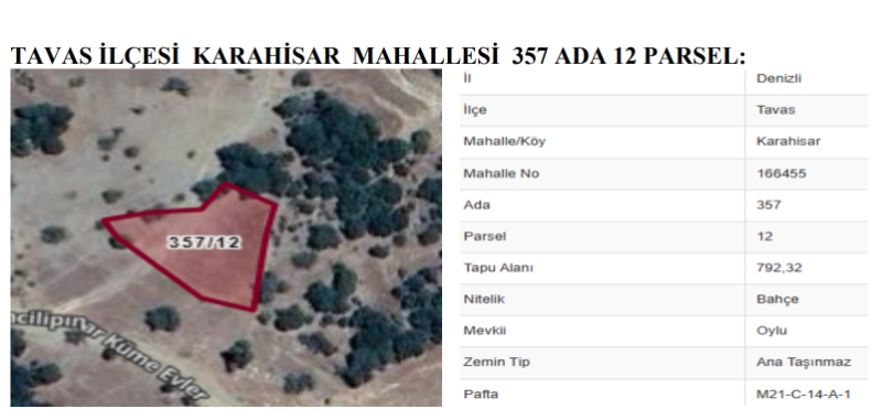 DENİZLİ TAVAS  ARSA TAPU SAHİBİ PERTA EMLAK ÜMİT TAHMAZ