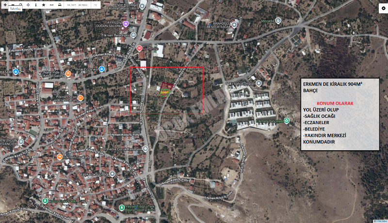 AFYON ÜÇOK EMLAKTAN ERKMEN DE KİRALIK 904M² BAHÇE