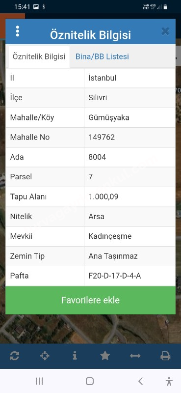 GÜMÜŞYAKADA YATIRIMLIK KONUT İMARLI 1000 M2 ARSA 