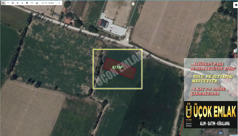 AFYON ÜÇOK EMLAKTAN ALİ İHSAN PAŞA MAH 815M² SATILIK ARSA 