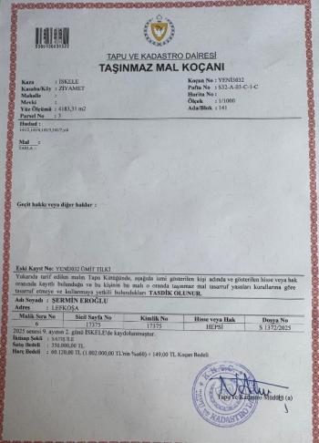    Ziyamet'de arsa nitelikli arazi