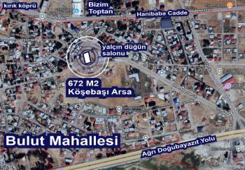 BULUT MAH. BİZİM TOPTANIN KARŞI TARAFINDA SATILIK 672 M2 KÖŞEBAŞI ARSA