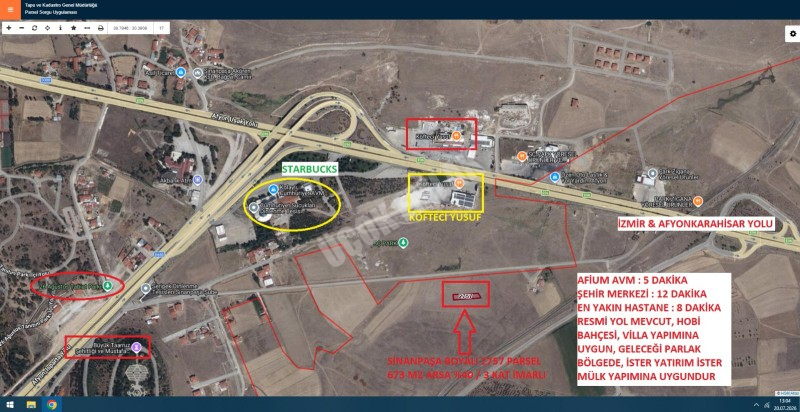 AFYON ÜÇOK EMLAKTAN SİNANPAŞA BOZKIR MEVKİNDE 673M² SATILIK ARSA 