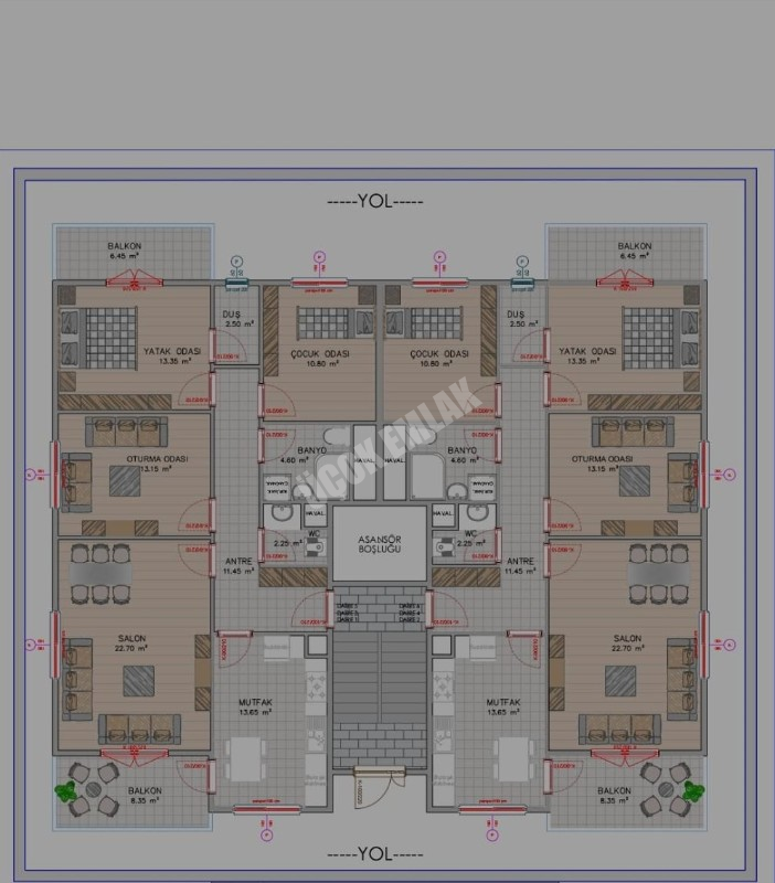 AFYON ÜÇOK EMLAKTAN MAREŞAL FEVZİ ÇAKMAK MAH EBEVEYN BANYOLU  3+1 110M² SIFIR SATILIK DAİRELER 