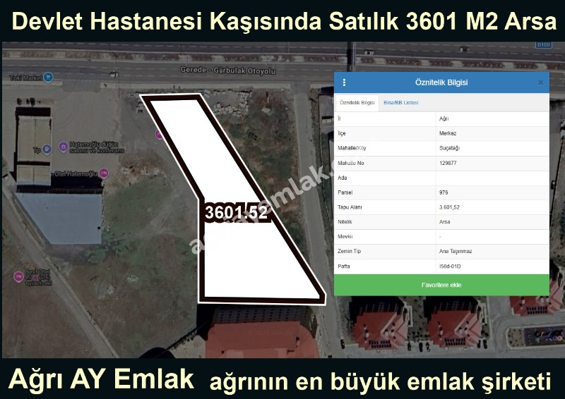Suçatağı'nda Hastane ve AVM Yanı 3601 m² Satılık Arsa