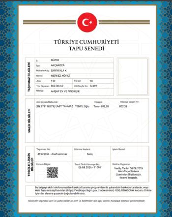 DÜZCE AKCAKOCA MÜSTAKİL EV TAPU SAHİBİ PERTA EMLAK ÜMİT TAHMAZ