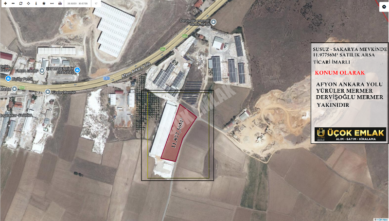 * AFYON ÜÇOK EMLAKTAN SUSUZ SAKARYA MEVKİNDE 11.977M² SATILIK ARSA *