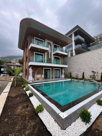 ALANYA BEKTAŞ'TA SATILIK FULL LÜKS EŞYALI 5+1 KALE DENİZ VE ŞEHİR MANZARALI VİLLA