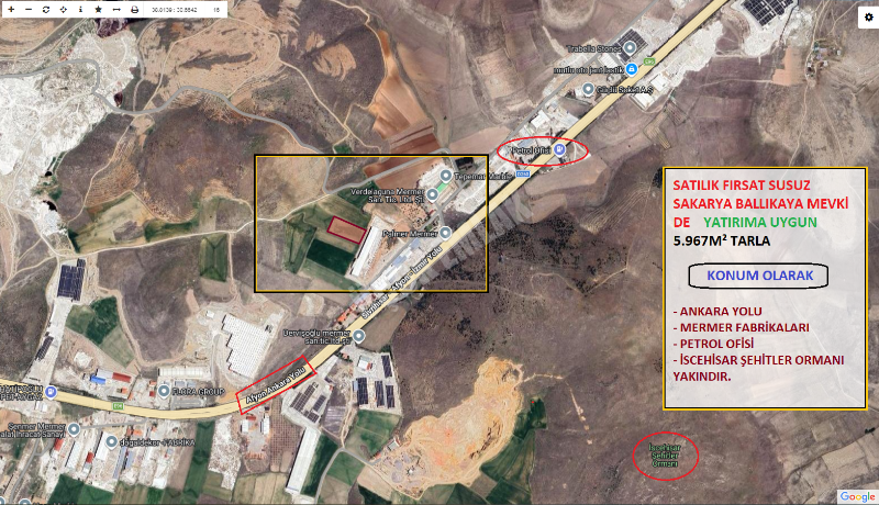 AFYON ÜÇOK EMLAKTAN SUSUZ - SAKARYA MEVKİNDE 5.967M² SATILIK TARLA 