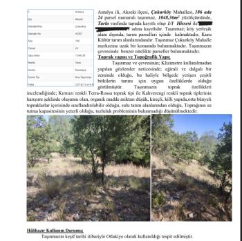 ANTALYA AKSEKİ ARSA TAPU SAHİBİ PERTA EMLAK ÜMİT TAHMAZ