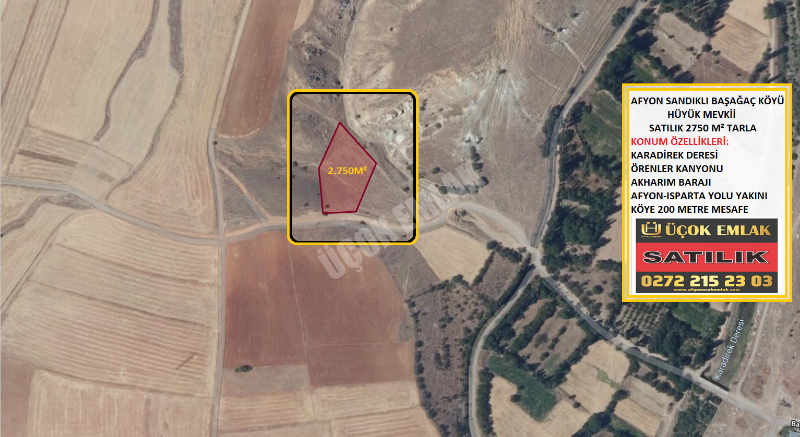 * AFYON ÜÇOK EMLAKTAN YATIRIM FIRSATI SANDIKLI BAŞAĞAÇ KÖYÜ 2750M² SATILIK TARLA *