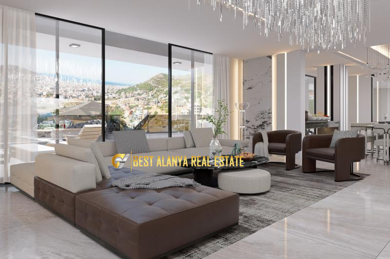 CİKCİLLİ ALANYA PANORAMİK DENİZ VE KALE MANZARALI MÜSTAKİL VİLLA
