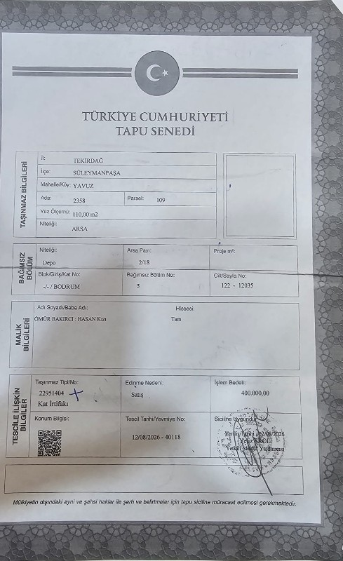 ARSA PARASINA DÜKKAN + 4 KAT İMARLI ARSA! İSTANBUL'UN YANINDA, MERKEZDE 10 NUMARA YATIRIM