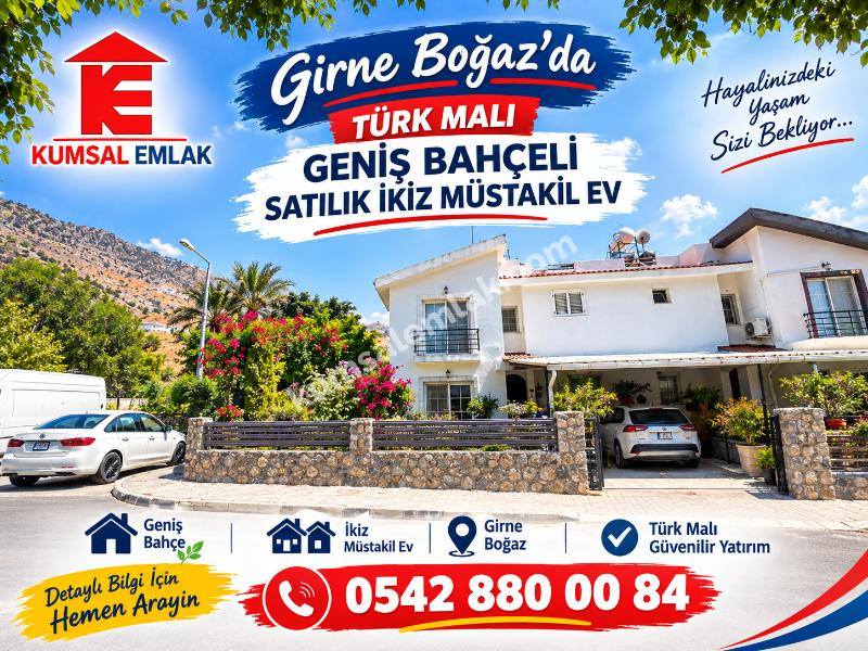GİRNE BOĞAZDA TÜRK MALI BAHÇELİ İKİZ MÜSTAKİL EV 